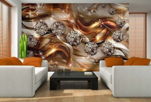 Gold color wallpaper with art shiny elements - 10576 - Img 3
