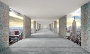 Hallway above the skyscrapers in New York wall mural - 13662