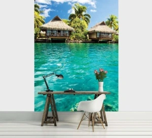 Pile dwelling tropical paradise village wallpaper - 224A - Img 2