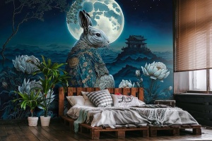 Rabbit on the background of the moon Wall Mural - 14674 - Img 2