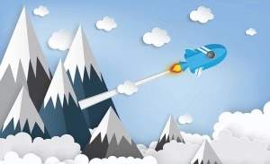 Rocket, children's room wall mural - 13608