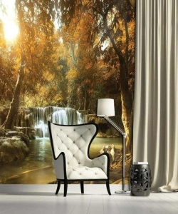 Waterfalls with lake wall photo decoration - 10470A - Img 2