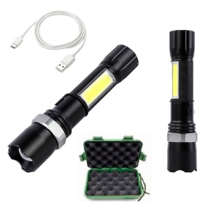 Lanterna din aluminiu LED cu zoom, acumulator si incarcare USB V-114984 VARGO - Img 1