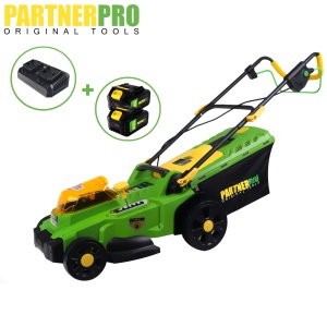 Masina de tuns gazon pe acumulator PARTNERPRO PP8A110-J , 2x20V 4Ah, 1 incarcator dublu, 3300 rpm , 35 L - Img 1