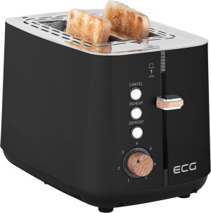 Prajitor de paine ECG ST 2768 Timber, 925 W, 2 felii, 7 grade de rumenire, otel inoxidabil, negru - Img 3