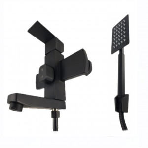 Baterie cada MIXXUS KUB-009 (EURO) BLACK din otel inoxidabil, Monocomanda, Furtun dus 150cm - Img 3