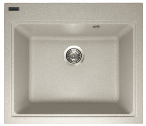 Chiuvetă din compozit de granit pentru bucătărie ELEFANT PREMIUM 5852 VESTA Safari bej, 580 x 518 mm - Img 1