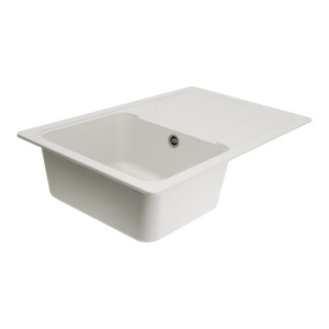 Chiuvetă din compozit de granit pentru bucătărie ELEFANT PREMIUM 7850 VERONA Alba 775 x 495 mm - Img 9