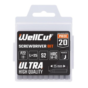 WC-BPZ2520 WELLCUT SCREWDRIVER BIT PZ2 20 PCS PZ2 25 MM - Img 2