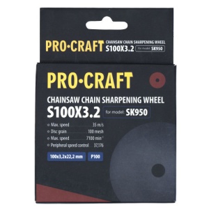 Disc de ascutit pentru ascutitor cu lant S100X3.2 , Granulatie P100, Numar rotatii 7100 rpm PROCRAFT - Img 2
