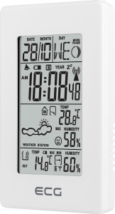 Statie meteo interior-exterior ECG MS 100 White, senzor extern fara fir, LCD, ceas, alarma - Img 2