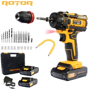 Trusa autofiletanta pe acumulator 21V ROTOR RCD21 + biti, 1350 RPM, Brushless - Img 1