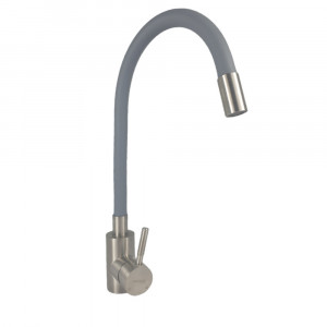 Baterie bucatarie MIXXUS SUS-011 REFL GRAY din otel inoxidabil, Monocomanda, Racorduri incluse - Img 1