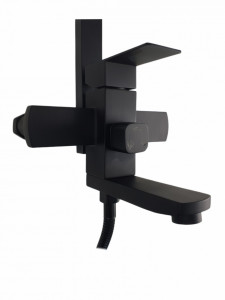 Coloana de dus Mixxus KUB-009-J NEGRU, 120 cm baterie si para, monocomanda, furtun flexibil - Img 3