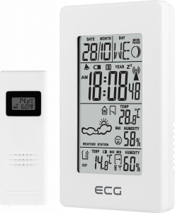 Statie meteo interior-exterior ECG MS 100 White, senzor extern fara fir, LCD, ceas, alarma - Img 3
