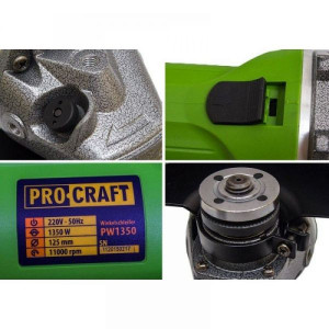 Flex Polizor Unghiular Procraft PW 1350, 1.35 kW, 11000 RPM, 125 mm - Img 3