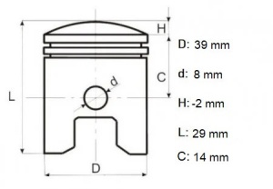 Set piston 4T GX35 39 mm, Elefant - Img 2