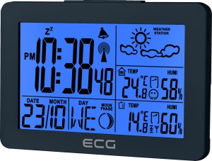 Statie meteo interior-exterior ECG MS 200 Grey, senzor extern fara fir, LCD, ceas, alarma - Img 2