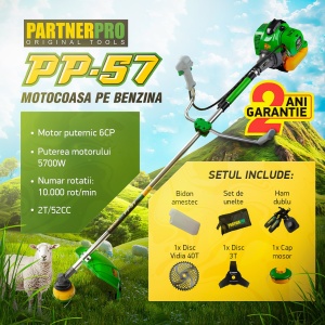 Motocoasa pe benzina PartnerPro PP57 , 6CP, 52CC, 2T - Img 4