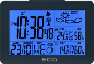 Statie meteo interior-exterior ECG MS 200 Grey, senzor extern fara fir, LCD, ceas, alarma - Img 3