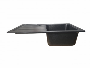 Chiuvetă din compozit de granit pentru bucătărie Negru metalic ELEFANT PREMIUM 7850 VERONA 775 x 495 mm - Img 2