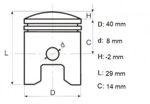 Set piston 4T GX35 40mm, Elefant - Img 2