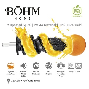 Storcător de fructe și legume cu presare la rece și răzătoare multifuncțională, 150 W,Material Fără BPA, BÖHM BM1533SM - Img 3