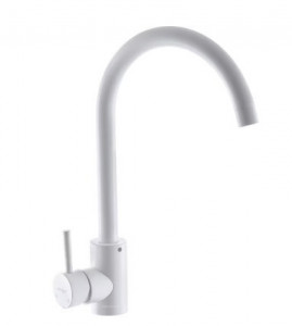 Baterie bucatarie MIXXUS SUS-011WHITE din otel inoxidabil, Monocomanda, Racorduri incluse - Img 1