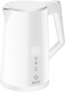Cana electrica fierbator ECG RK 1893 Digitouch White, 2200 W, 1,7 litri, pereti dubli, control tactil, alb - Img 1