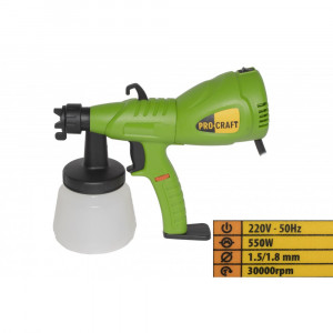 PSE550 pistol de vopsit PROCRAFT, produsul contine taxa timbru verde 2.5 Ron, 2.75 kg - Img 3