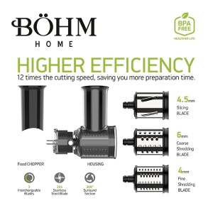 Storcător de fructe și legume cu presare la rece și răzătoare multifuncțională, 150 W,Material Fără BPA, BÖHM BM1533SM - Img 5