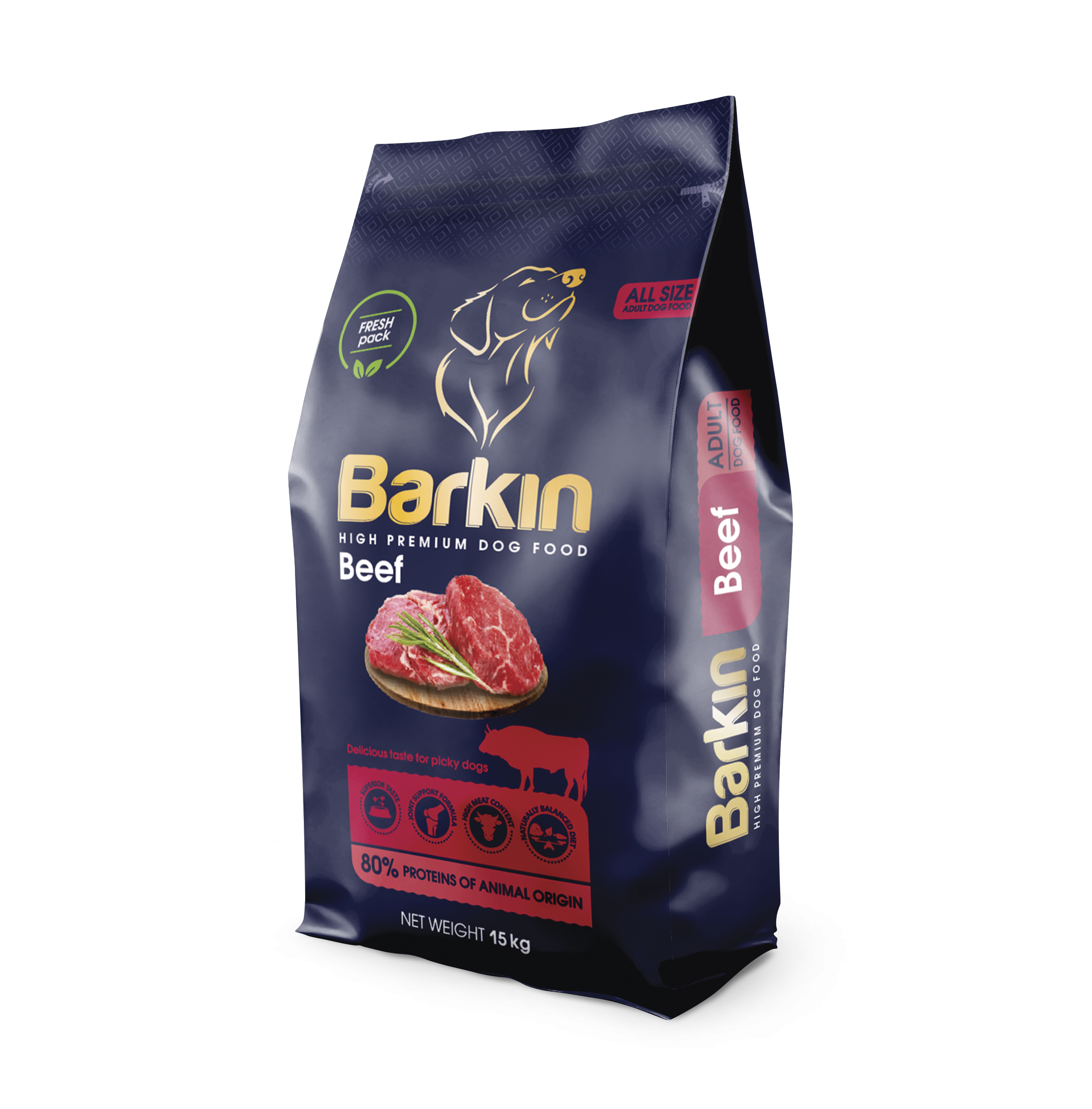 Barkin Adult All Size – hrană uscată cu vită, 15 kg