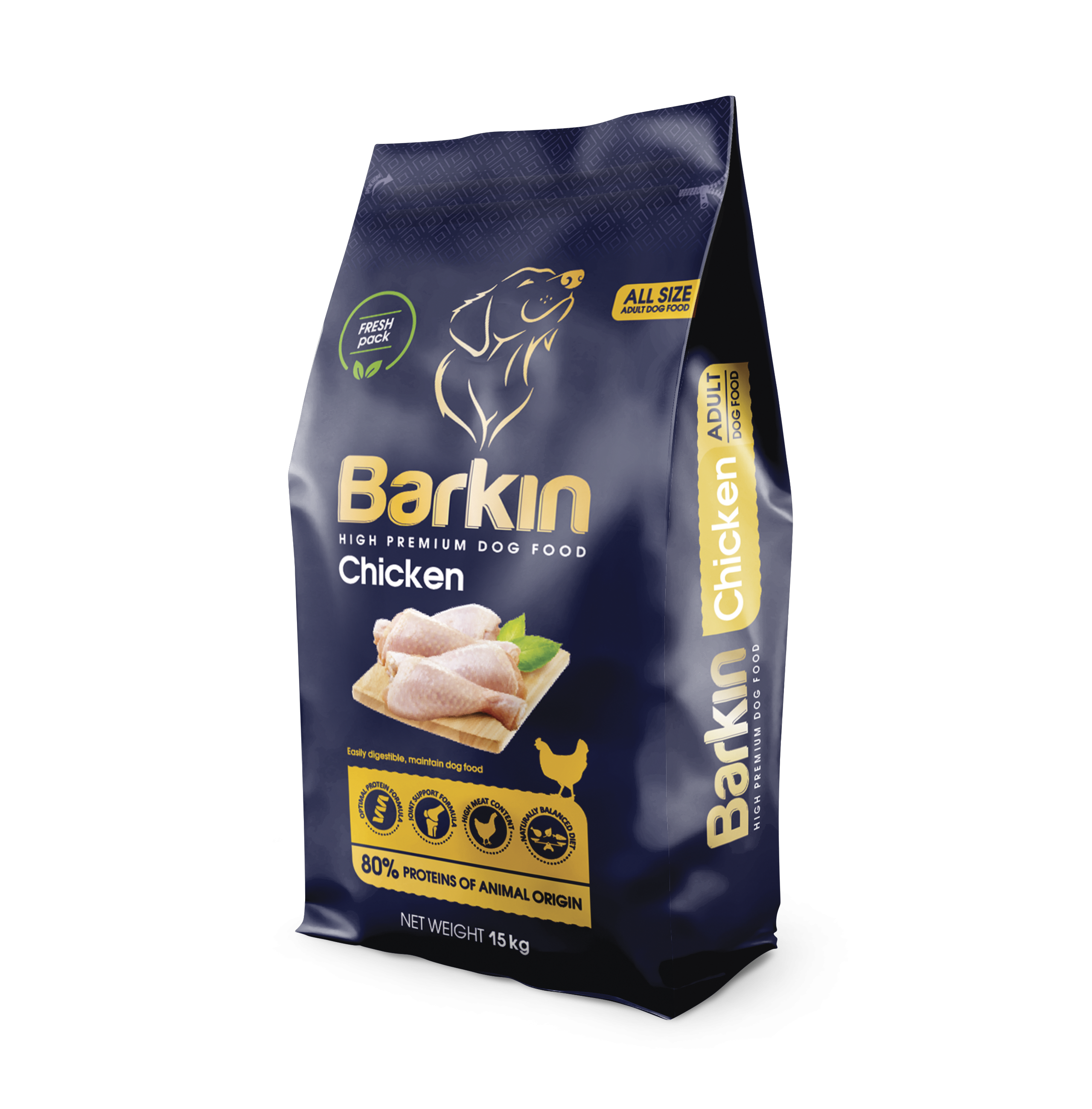 Barkin Adult All Size – hrană uscată cu pui, 15 kg