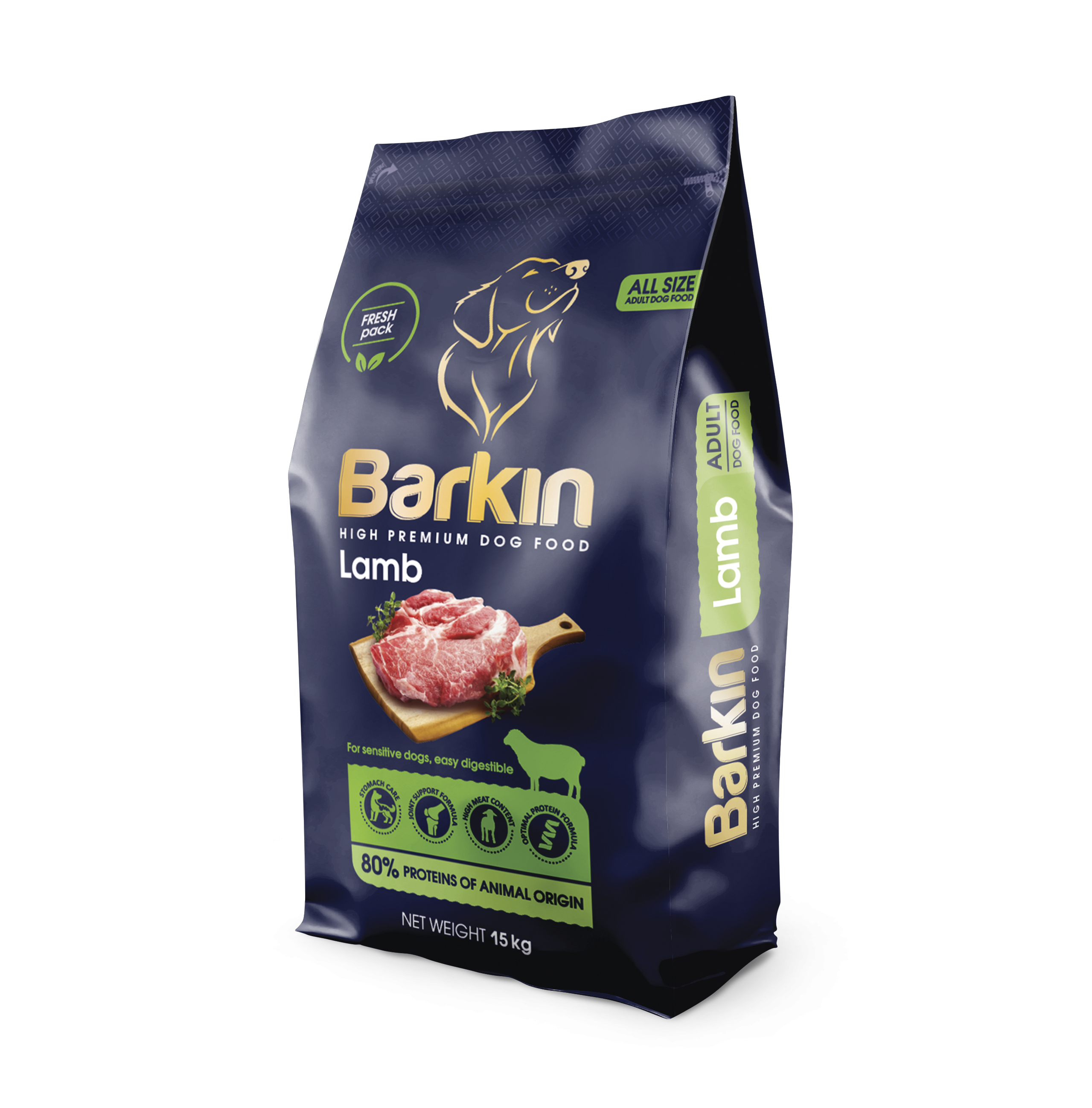 Barkin Adult All Size – hrană uscată cu miel, 15 kg