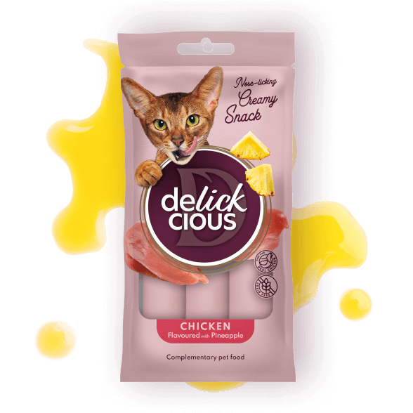 Delickcious Cat - Snack Cremos cu Pui și Ananas - 4x15g