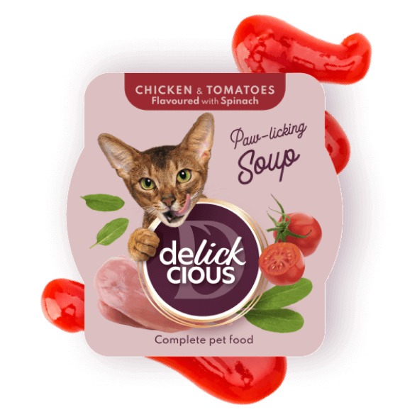 Delickcious Cat - Supă de Pui cu Roșii și Spanac - 80g