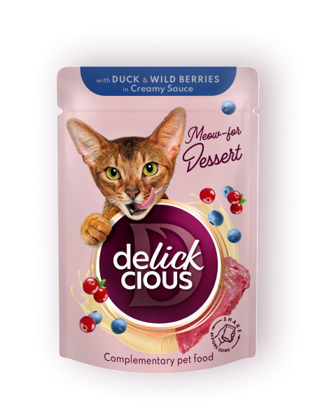 Flakes with duck and wild berries in creamy sauce