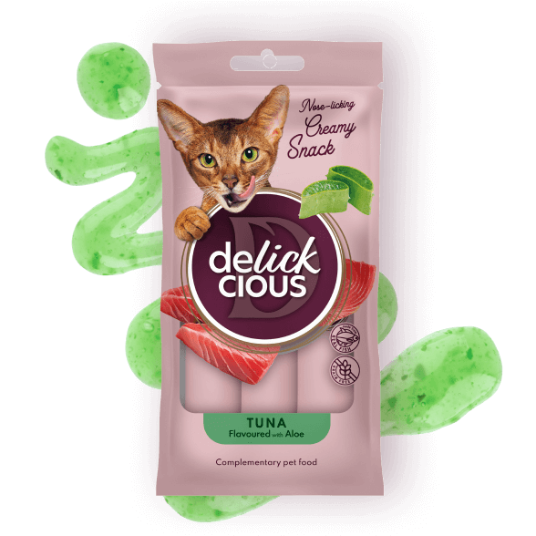 Delickcious Cat - Snack Cremos cu Ton și Aloe - 4x15g