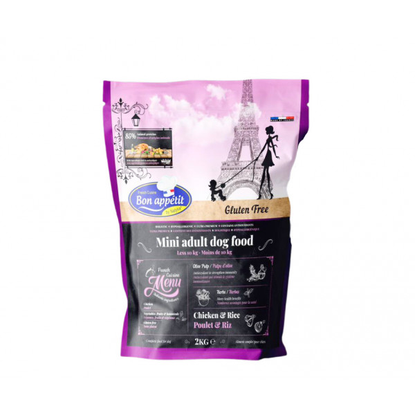 Bon Appetit Adult Mini - Pui si Orez - 2kg - Hrana completa super-premium, hipoalergenica, fara gluten