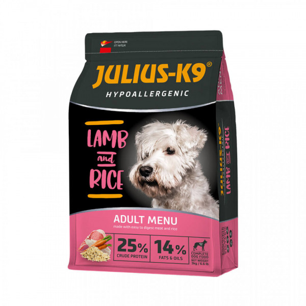 Julius K9 Adult - Hrana uscata super-premium, hipoalergenica - Miel si Orez - 12kg