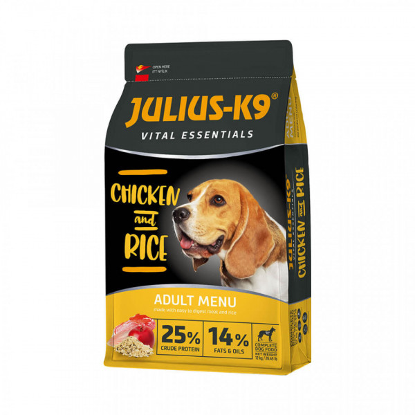 Julius K9 Adult Vital Essentials - Hrana uscata super-premium - Pasari de curte si Orez - 3kg