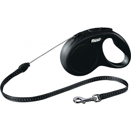 Lesa retractabila, cu fir - Flexi New Classic - S (12 kg) - Negru