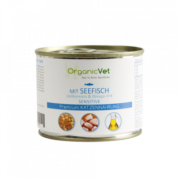OrganicVet Feline - Sensitive - Peste si orez - 200g