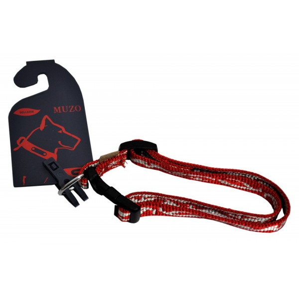 Zgarda nylon - rosu, bej - 1.5cmx29-45cm