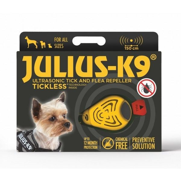Dispozitiv electronic impotriva capuselor si puricilor Tickless Julius K9 - Galben