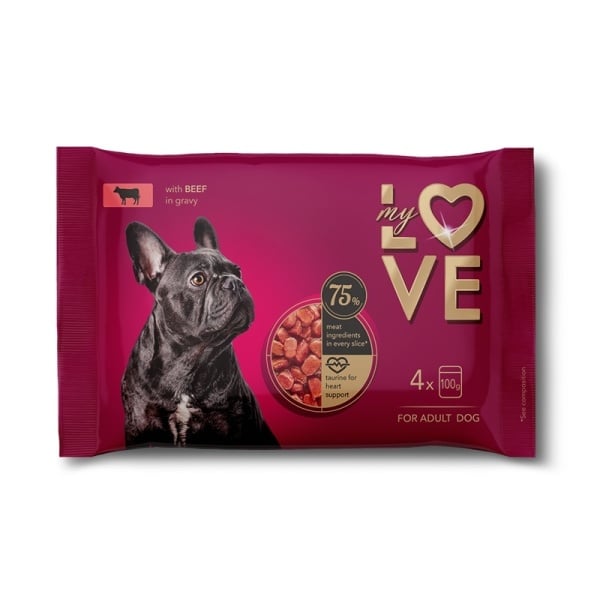 My Love - Hrana umeda completa pentru caini - Vita - Set 4x85g