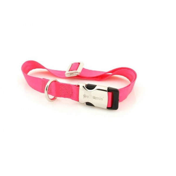 Zgarda nylon Petit Amis - 2.5cmx38-63cm - Roz