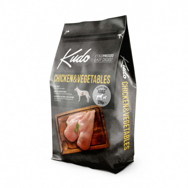 Kudo Adult - Hrana uscata, presata la rece - Pui si Legume - 12+3kg
