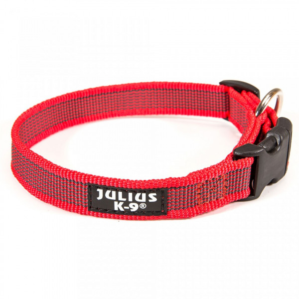 Zgarda nylon - 39-65cm - Rosu, Gri
