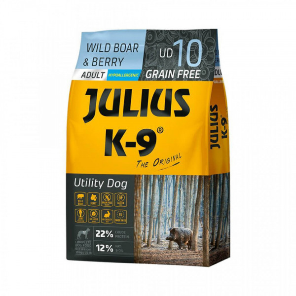 Julius K9 Adult Utility Dog - Hrana uscata super-premium, hipoalergenica - Mistret si Fructe de Padure - 10kg